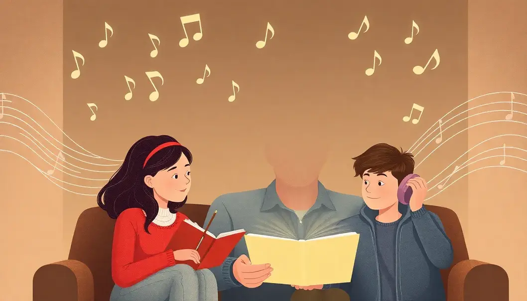 A family enjoying the cognitive benefits of classical music.