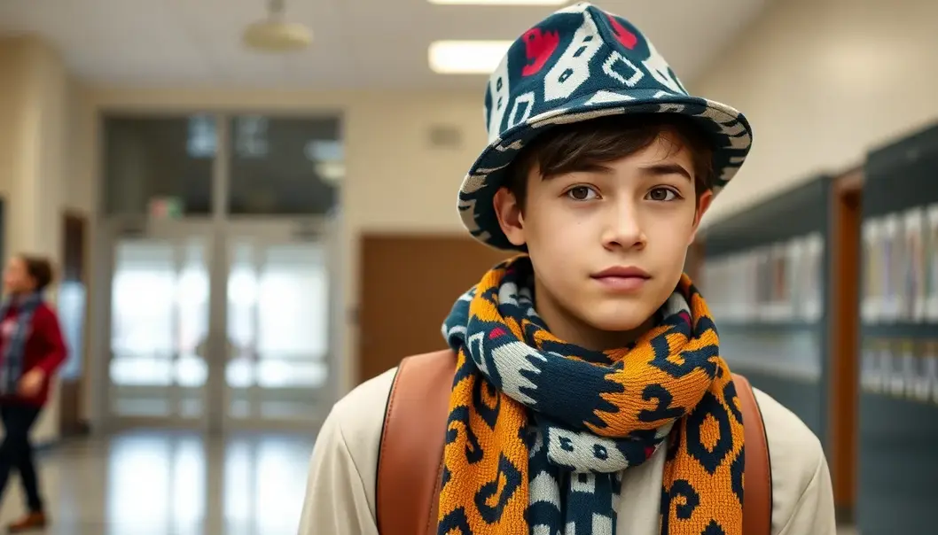 Teen highlighting bold statement necklace and bracelets.